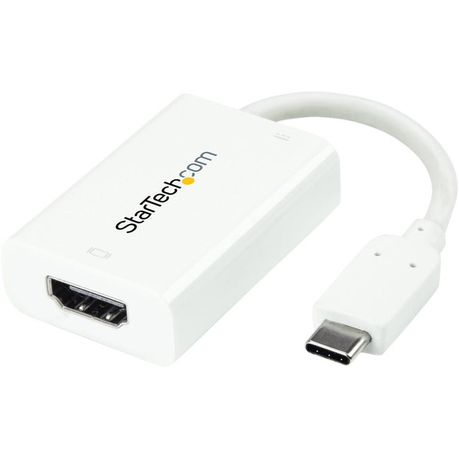 StarTech.com USB C to HDMI 2.0 Adapter 4K 60Hz with 60W Power Delivery Pass-Through Charging - USB Type-C to HDMI Video Converter - White - American Tech Depot