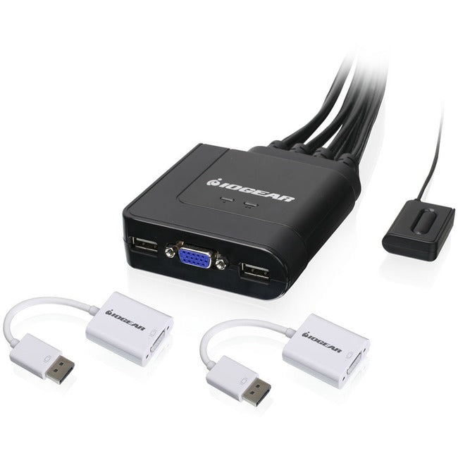 IOGEAR 2-Port USB VGA Cable KVM with DisplayPort Adapters - American Tech Depot