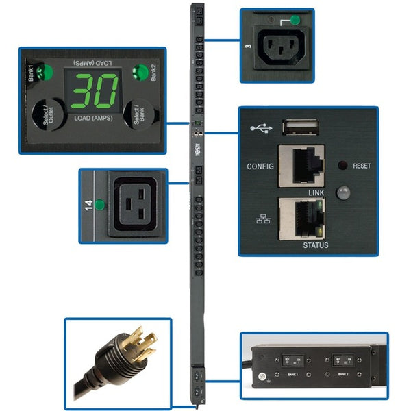 Tripp Lite PDU Switched 208V - 240V 30A 4 C19; 20 C13 LX Platform Vertical 0URM TAA - American Tech Depot