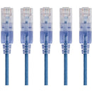 Monoprice 5-Pack, SlimRun Cat6A Ethernet Network Patch Cable, 3ft Blue - American Tech Depot