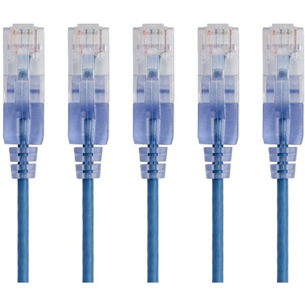 Monoprice 5-Pack, SlimRun Cat6A Ethernet Network Patch Cable, 3ft Blue - American Tech Depot