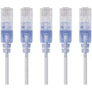 Monoprice 5-Pack, SlimRun Cat6A Ethernet Network Patch Cable, 3ft White - American Tech Depot