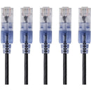 Monoprice 5-Pack, SlimRun Cat6A Ethernet Network Patch Cable, 1ft Black - American Tech Depot