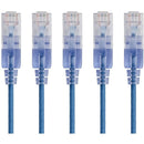 Monoprice 5-Pack, SlimRun Cat6A Ethernet Network Patch Cable, 1ft Blue - American Tech Depot