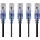 Monoprice 5-Pack, SlimRun Cat6A Ethernet Network Patch Cable, 3ft Black - American Tech Depot