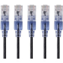 Monoprice 5-Pack, SlimRun Cat6A Ethernet Network Patch Cable, 5ft Black - American Tech Depot