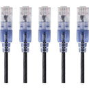 Monoprice 5-Pack, SlimRun Cat6A Ethernet Network Patch Cable, 10ft Black - American Tech Depot