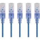Monoprice 5-Pack, SlimRun Cat6A Ethernet Network Patch Cable, 10ft Blue - American Tech Depot