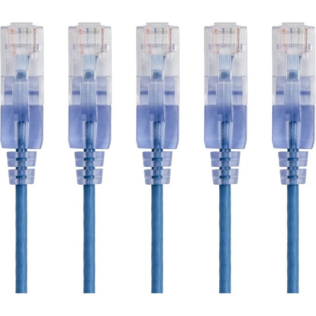 Monoprice 5-Pack, SlimRun Cat6A Ethernet Network Patch Cable, 10ft Blue - American Tech Depot