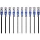 Monoprice 10-Pack, SlimRun Cat6A Ethernet Network Patch Cable, 1ft Black - American Tech Depot