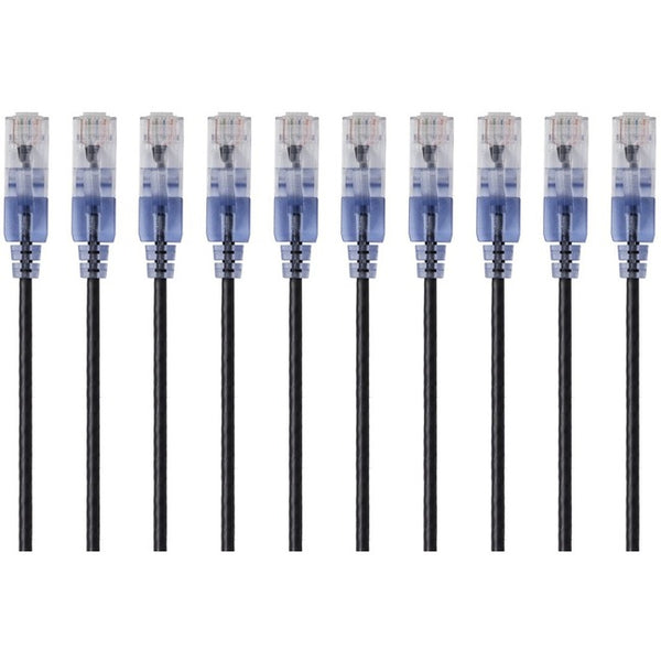 Monoprice 10-Pack, SlimRun Cat6A Ethernet Network Patch Cable, 1ft Black - American Tech Depot