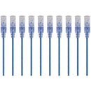Monoprice 10-Pack, SlimRun Cat6A Ethernet Network Patch Cable, 1ft Blue - American Tech Depot