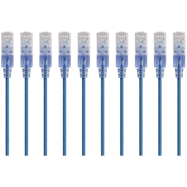 Monoprice 10-Pack, SlimRun Cat6A Ethernet Network Patch Cable, 1ft Blue - American Tech Depot