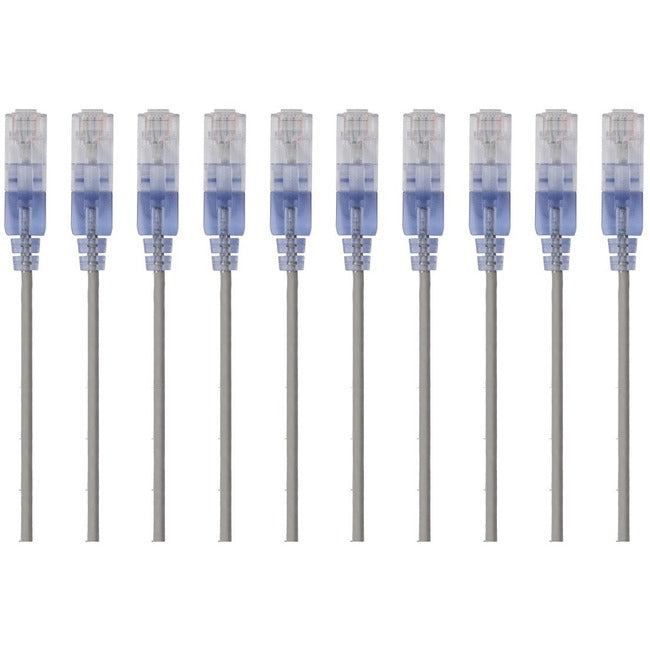 Monoprice 10-Pack, SlimRun Cat6A Ethernet Network Patch Cable, 1ft Gray - American Tech Depot