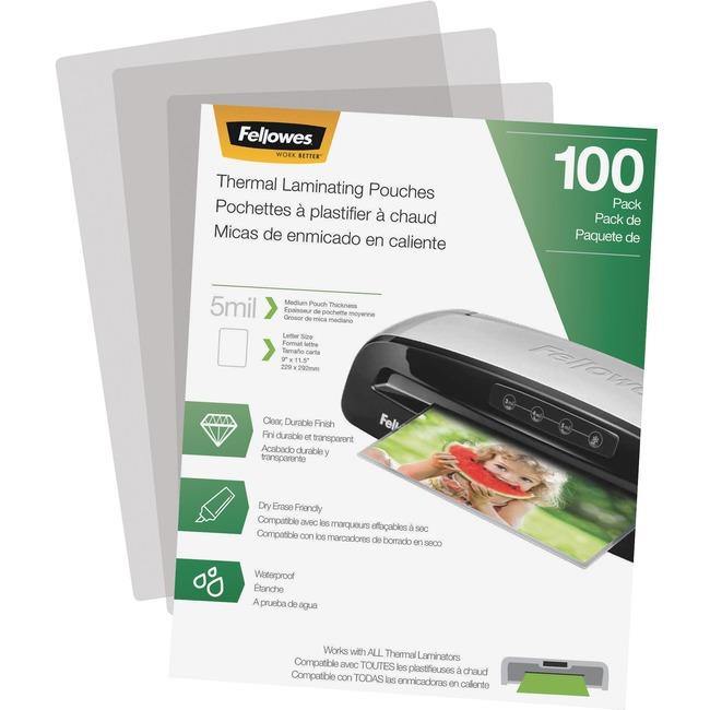 Fellowes Thermal Laminating Pouches - Letter, 5 mil, 100 pack - American Tech Depot