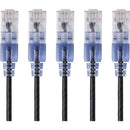 Monoprice 5-Pack, SlimRun Cat6A Ethernet Network Patch Cable, 14ft Black - American Tech Depot