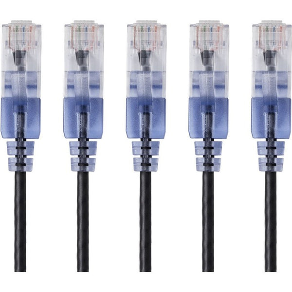 Monoprice 5-Pack, SlimRun Cat6A Ethernet Network Patch Cable, 14ft Black - American Tech Depot