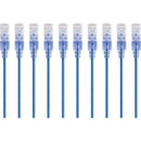 Monoprice 10-Pack, SlimRun Cat6A Ethernet Network Patch Cable, 3ft Blue - American Tech Depot