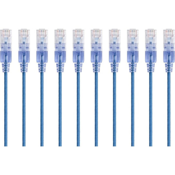 Monoprice 10-Pack, SlimRun Cat6A Ethernet Network Patch Cable, 3ft Blue - American Tech Depot