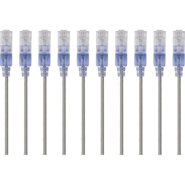 Monoprice 10-Pack, SlimRun Cat6A Ethernet Network Patch Cable, 3ft Gray - American Tech Depot