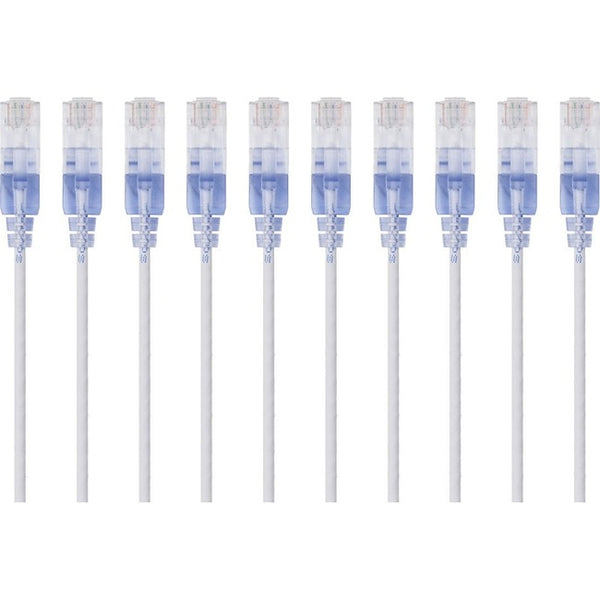 Monoprice 10-Pack, SlimRun Cat6A Ethernet Network Patch Cable, 3ft White - American Tech Depot