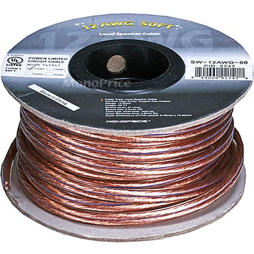 Monoprice Choice Series 12AWG Oxygen-Free Pure Bare Copper Speaker Wire, 50ft - American Tech Depot