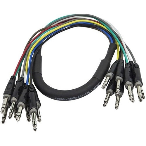 Monoprice 1 Meter (3ft) 8-Channel 1-4inch TRS Male to 1-4inch TRS Male Snake Cable - American Tech Depot
