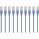 Monoprice 10-Pack, SlimRun Cat6A Ethernet Network Patch Cable, 5ft Blue - American Tech Depot
