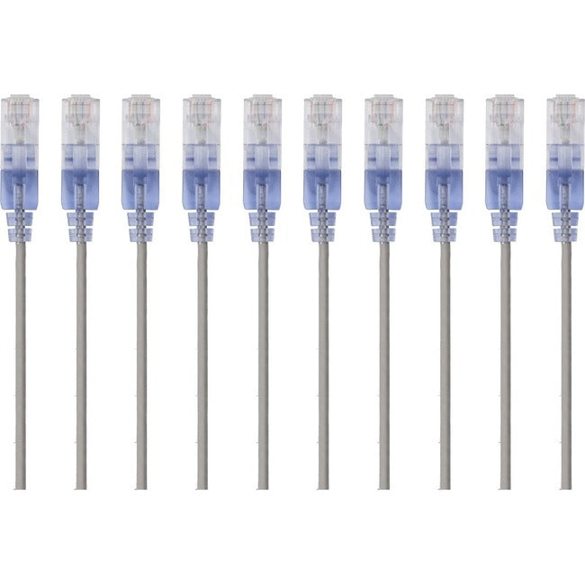 Monoprice 10-Pack, SlimRun Cat6A Ethernet Network Patch Cable, 5ft Gray - American Tech Depot