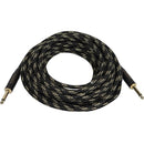 Monoprice 35ft. Cloth Series 1-4 inch T-S Male 20AWG Instrument Cable - Black & Gold - American Tech Depot