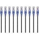 Monoprice 10-Pack, SlimRun Cat6A Ethernet Network Patch Cable, 7ft Black - American Tech Depot