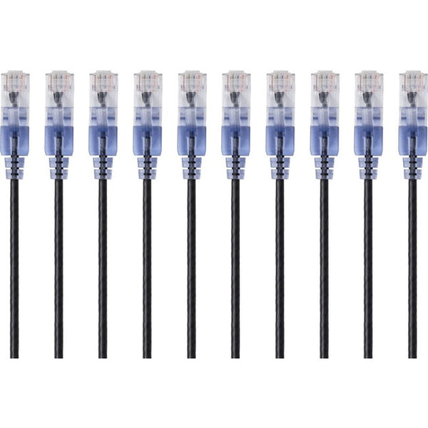 Monoprice 10-Pack, SlimRun Cat6A Ethernet Network Patch Cable, 7ft Black - American Tech Depot