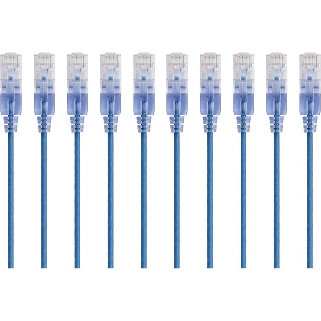 Monoprice 10-Pack, SlimRun Cat6A Ethernet Network Patch Cable, 7ft Blue - American Tech Depot