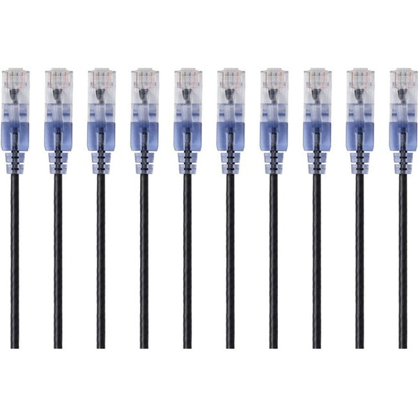Monoprice 10-Pack, SlimRun Cat6A Ethernet Network Patch Cable, 10ft Black - American Tech Depot