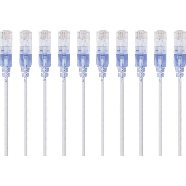 Monoprice 10-Pack, SlimRun Cat6A Ethernet Network Patch Cable, 10ft White - American Tech Depot