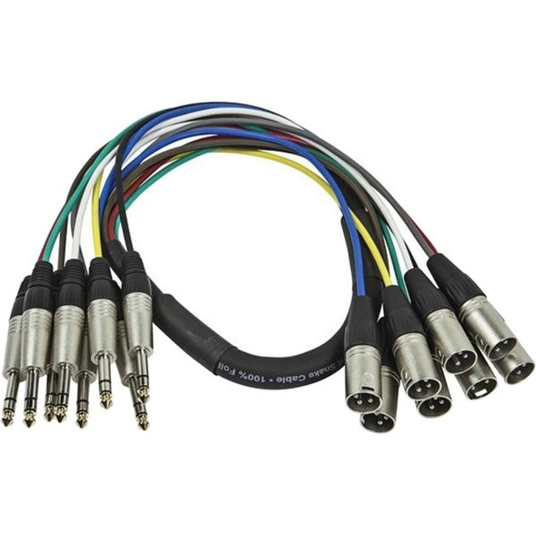 Monoprice 1 Meter (3ft) 8-Channel 1-4inch TRS Male to XLR Male Snake Cable - American Tech Depot