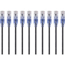 Monoprice 10-Pack, SlimRun Cat6A Ethernet Network Patch Cable, 14ft Black - American Tech Depot