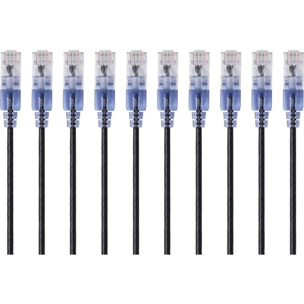 Monoprice 10-Pack, SlimRun Cat6A Ethernet Network Patch Cable, 14ft Black - American Tech Depot