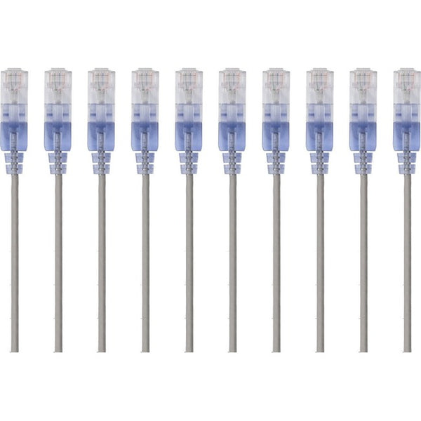 Monoprice 10-Pack, SlimRun Cat6A Ethernet Network Patch Cable, 14ft Gray - American Tech Depot