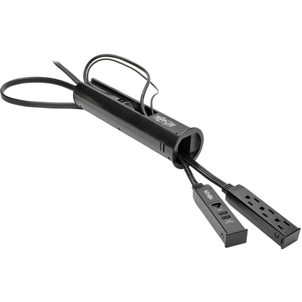 Tripp Lite Desktop Grommet Surge Protector Strip 3 Outlet w- 2 USB Charging Ports, RJ45 10ft. Cord - American Tech Depot