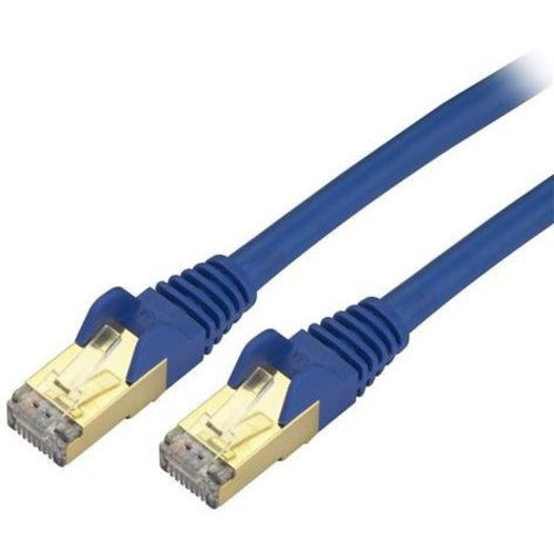StarTech.com 12 ft CAT6a Ethernet Cable - 10 Gigabit Category 6a Shielded Snagless RJ45 100W PoE Patch Cord - 10GbE Blue UL-TIA Certified - American Tech Depot