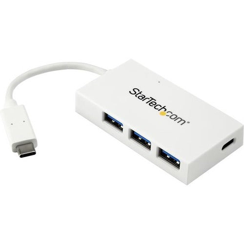 StarTech.com 4 Port USB C Hub with 1x USB-C & 3x USB-A (SuperSpeed 5Gbps) - USB Bus Powered - Portable-Laptop USB 3.0 Type-C Hub - White - American Tech Depot
