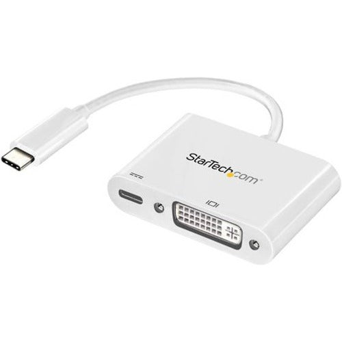 StarTech.com USB C to DVI Adapter with 60W Power Delivery Pass-Through - 1080p USB Type-C to DVI-D Video Display Converter - White - American Tech Depot
