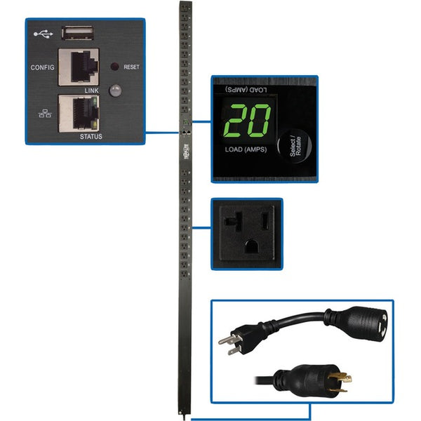 Tripp Lite PDU Monitored 1.9kW 120V, 24 5-15-20R, LX Platform Interface, 70in. 0URM Rackmount Vertical TAA - American Tech Depot