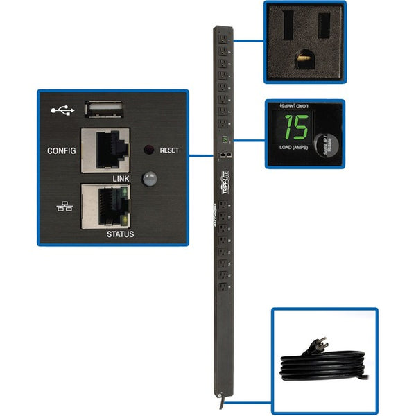Tripp Lite PDU Monitored 1.4kW 120V 16 5-15R LX Platform Interface 0URM TAA - American Tech Depot