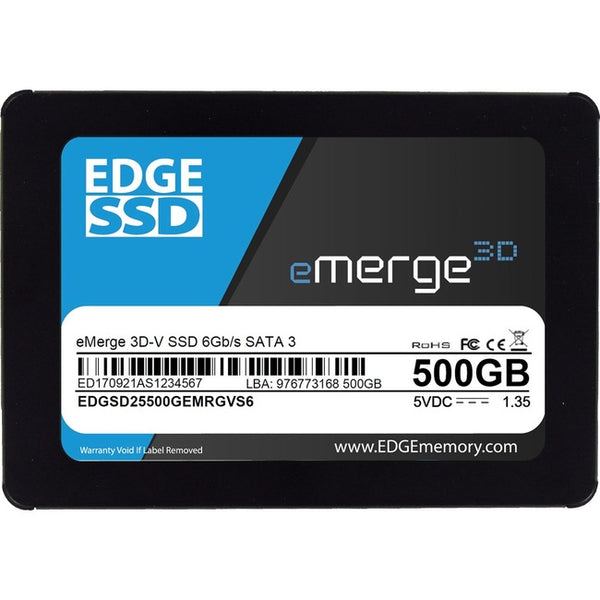EDGE eMerge 3D-V 500 GB Solid State Drive - 2.5" Internal - SATA (SATA-600)
