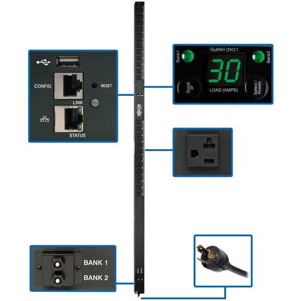 Tripp Lite PDU Monitored 2.9kW 120V 24 5-15-20R 30A LX Platform 0URM TAA - American Tech Depot