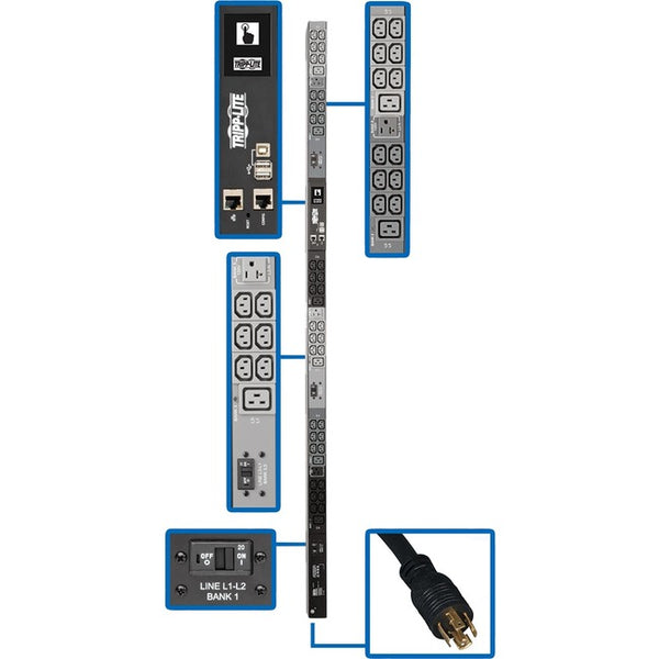 Tripp Lite 3-Phase PDU Monitored 8.6kW 208-120V 36 C13; 6 C19; 5-15-20R TAA - American Tech Depot