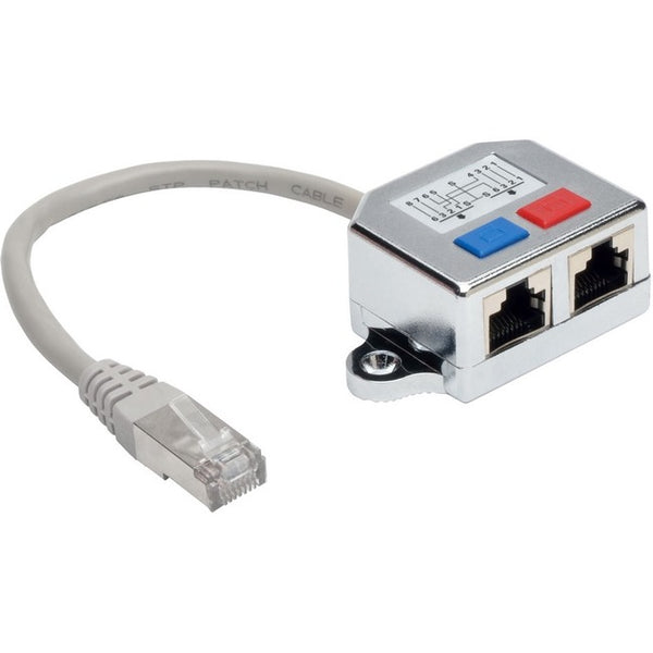 Tripp Lite 2-to-1 RJ45 Splitter Adapter Cable, 10-100 Ethernet Cat5-Cat5e (M-2xF), 0.5 ft - American Tech Depot