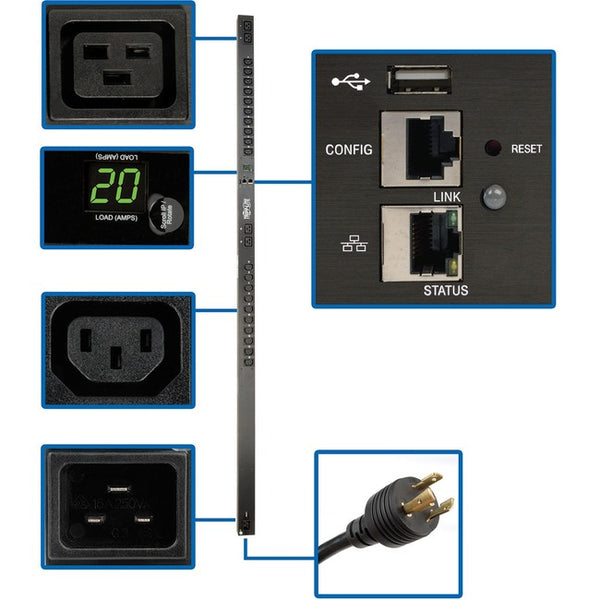 Tripp Lite PDU Monitored 3.3-3.7kW 20 C13 4 C19 208-230V 20A LX Platform 0URM - American Tech Depot